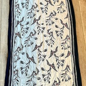 Tory Burch printed silk and cotton scarf. Excellent condition. Red, navy, white